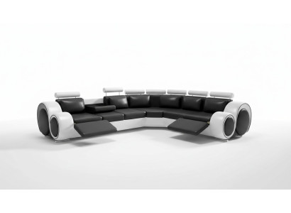 Leren hoekbank leren bank USB woonlandschap bekledingsset zwart wit nieuw Leren hoekbank leren bank USB woonlandschap bekledingsset zwart wit nieuw