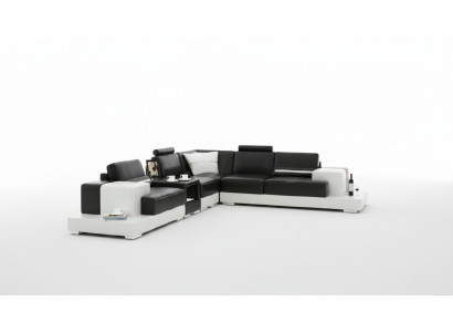 Leren hoekbank met USB Design zitkussen set voor woonkamer 2725C.