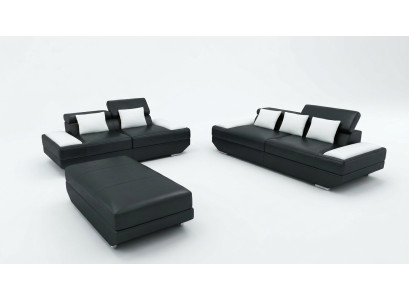 Bankstel leren bank 3+2 met USB bekledingsbankstel set voetenbank bankstellen -2719A