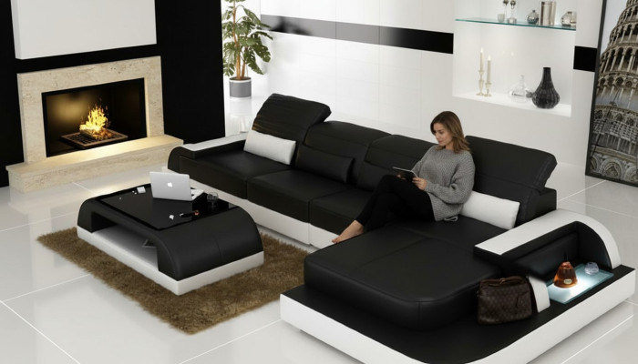 Moderne elegantie. De nieuwe U-vormige hoekbank met uitstekende bekleding.