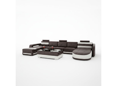 Leren bankstel met USB hoekbank Designer woonlandschap Bank Bank Zit U-vorm