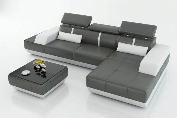 Leren bank Bank met USB, Woonlandschap hoekbank set Design Modern Bank K5015C