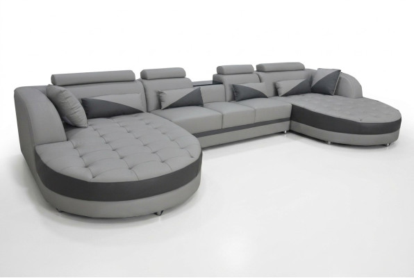 Woonlandschap met bedfunctie Grijze hoekbank U-vorm Bankontwerp Bekleding USB Nieuw