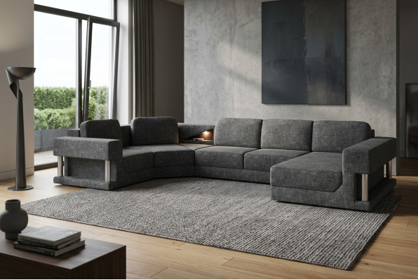 Hoekbank met USB-bekleding van textiel design bankstel woonlandschap parlement