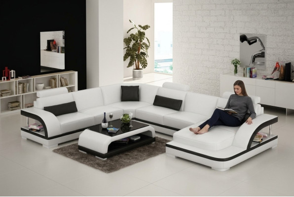 Ledersofa Bank Woonlandschap Hoekbank Hoekmeubel Design Moderne Bank met USB