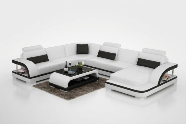 Ledersofa Bank Woonlandschap Hoekbank Hoekmeubel Design Moderne Bank met USB