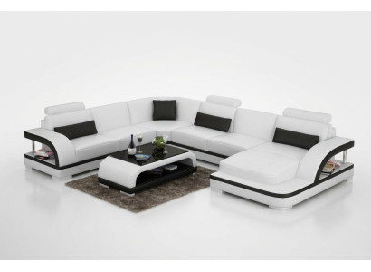 Ledersofa Bank Woonlandschap Hoekbank Hoekmeubel Design Moderne Bank met USB