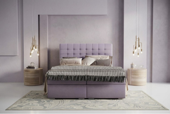 Compleet set matras & topper boxspring bed Roze bekleding 180x200cm