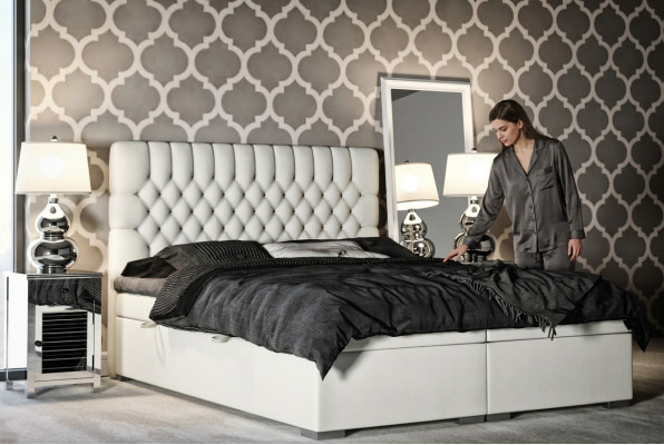 Boxspringbed Hotel Dubbel Chesterfield Luxe Bedden Bekleding Kast Functie