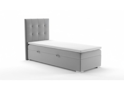 Luxe boxspring bed hotelbedden gestoffeerde functie opbergbox 90x200cm grijs nieuw