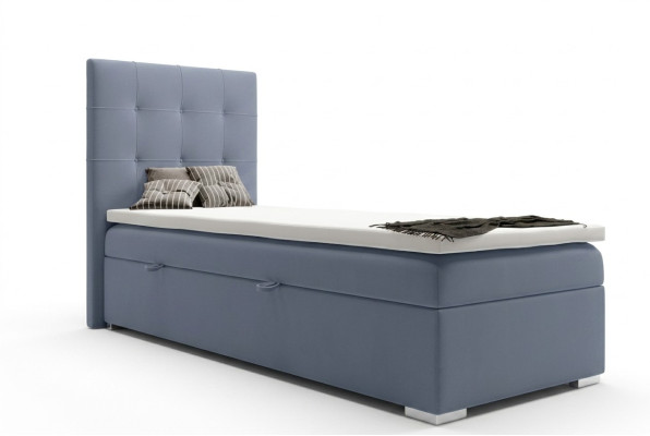 Luxe boxspring bed hotelbedden gestoffeerde functie- bedlade 90x200cm blauw nieuw