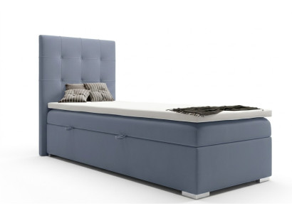 Luxe boxspring bed hotelbedden gestoffeerde functie- bedlade 90x200cm blauw nieuw