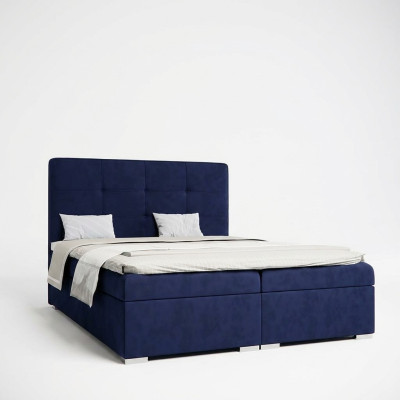 Blauw boxspringbed hotel dubbele luxe bedden gestoffeerde opbergfunctie nieuw