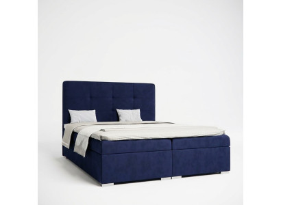 Blauw boxspringbed hotel dubbele luxe bedden gestoffeerde opbergfunctie nieuw