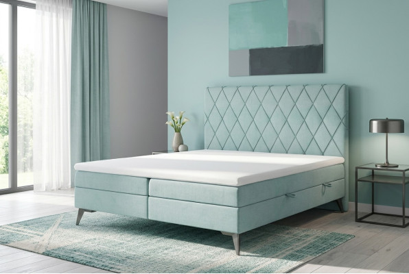 Chesterfield boxspring slaapkamer bed tweepersoonsbedden gestoffeerde kast functie
