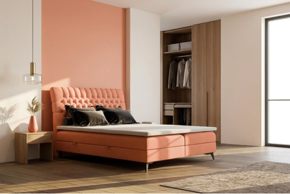 Chesterfield boxspring bed dubbele designbedden beklede kast functie hotel
