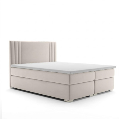 Boxspring bed Hotel dubbel bed Luxe bedden Bekleed functie bedbak Beige
