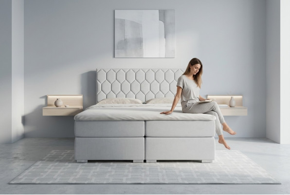 Boxspring bed Hotel Design Velvet Luxe Bedden Beklede Bedlade Functie Tweepersoons