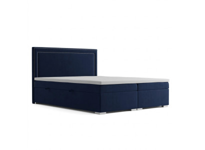 Boxspring Bed Hotel Dubbel Design Bedden Luxe Bekleding Kast Functie Blauw Nieuw