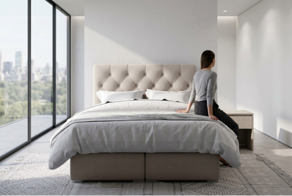 Boxspringbed Hotel Dubbel Leer Luxe Bedden Gestoffeerde Bedlade Functie Nieuw.
