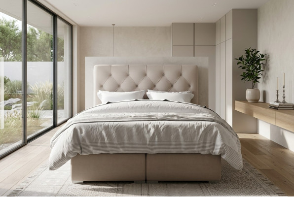 Boxspringbed Hotel Dubbel Leer Luxe Bedden Gestoffeerde Bedlade Functie Nieuw.