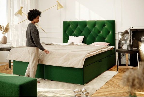 Chesterfield Boxspring Bed Hotel Dubbel Compleet Set Matras Topper Bedden Nieuw