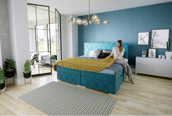 Boxspring bed Hotel dubbel textiel luxe bedden bedlade gestoffeerde functie
