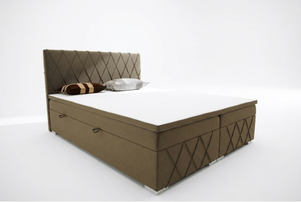 Boxspring Bed Hotel Dubbel Fluweel Luxe Bedden Gestoffeerde Bedlade Functie Bruin