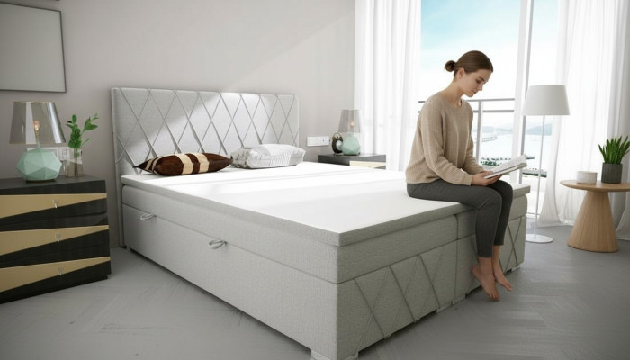 Boxspringbed Hotel Tweepersoonsbed Textiel Luxe Bedden Gestoffeerd Bed met Opbergfunctie