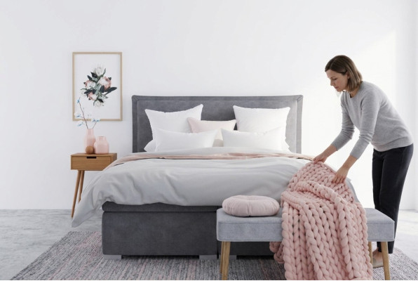 Moderne Hotel Boxspring Bedden Dubbel Luxe Bed Beklede Doos Functie Stof