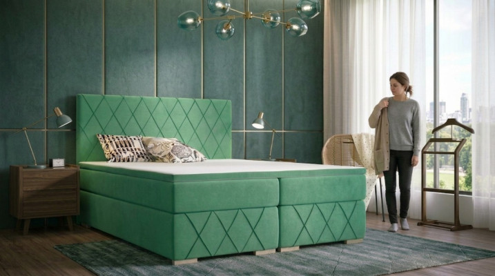 Boxspring bed compleet set met matras & topper luxe gestoffeerde textiel bedden