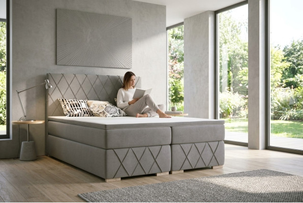 Boxspring Bed Compleet Set Matras & Topper Luxe Bekleding 180x200cm Bedden Nieuw