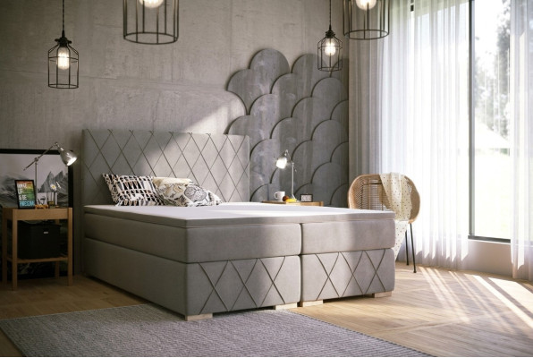 Boxspring Bed Compleet Set Matras & Topper Luxe Bekleding 180x200cm Bedden Nieuw