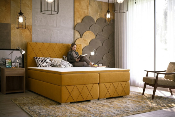 Boxspring Bed Compleet Set Matras & Topper Luxe Bekleding 160x200cm Bedden Nieuw