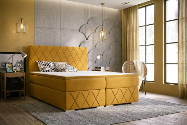 Boxspring Bed Compleet Set Matras & Topper Luxe Bekleding 160x200cm Bedden Nieuw