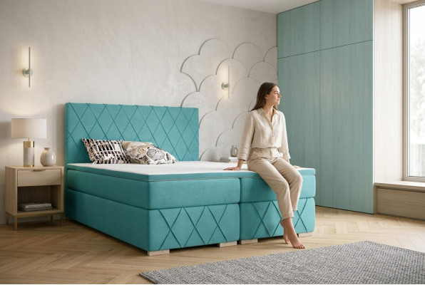 Volledige set matras & topper boxspring bed luxe bekleding 140x200cm bedden.