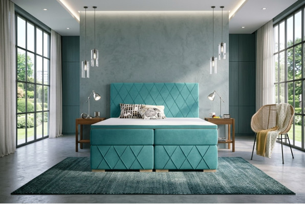 Volledige set matras & topper boxspring bed luxe bekleding 140x200cm bedden.