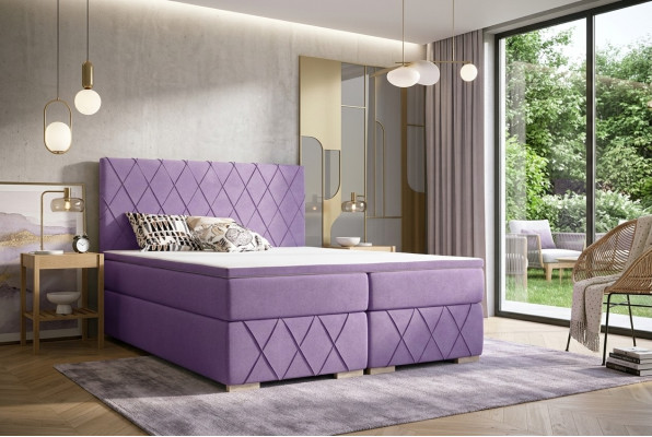 Compleet set matras & topper boxspring bed paars gestoffeerd 180x200cm bedden
