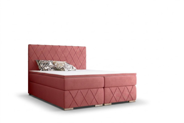 Compleet set matras & topper boxspring bed roze bekleding 180x200cm bedden nieuw