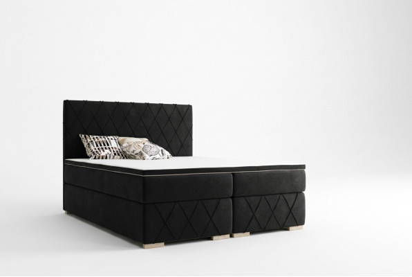 Compleet set matras & topper boxspring bed zwart gestoffeerd 180x200cm Bedden