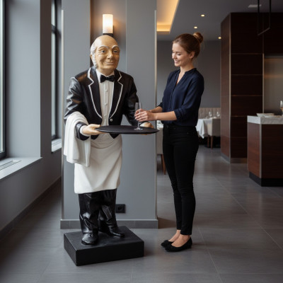 Butler-figuur Beeld Figuren Beelden Sculptuur Restaurant Hotel Schap Ober Nieuw