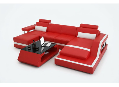 Ontwerper hoekbank bank woonlandschap Groot modern leren bank + USB bankbekleding