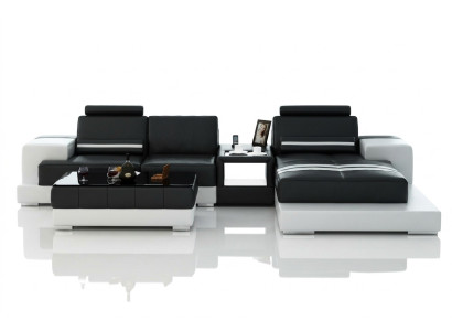 Leren hoekbank met USB, design zitsuite, woongebied 2725B  Leerhoekbank met USB, design zithoek, woongebied 2725B