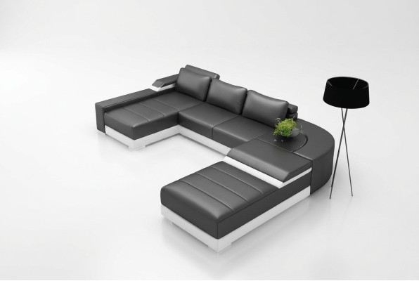 Hoekbank hoekbank met USB-bekleding lederen set woonlandschap liggen Bellenberg