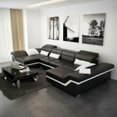 xxl leren bank met USB-hoekbank woonlandschap Big Couch leren meubels bekleding Nieuw  xxl leren bank met USB-hoekbank woonlandschap Big Couch leren meubels bekleding Nieuw