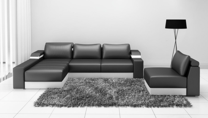 Hoekbank hoekbank met USB-bekleding lederen set woonlandschap Chaiselounge