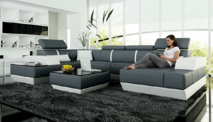 Leren bank + USB, modulaire bank hoekbank leren bank posterhoek NIEUW