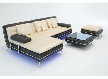 Leren bankstel met USB woonlandschap hoekbank hoekmeubelen ontwerp modern bankstel F3015.