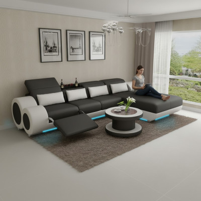 Leren bank + USB bankstel Nieuwe hoekbank Hoekstel Ontwerp Modern Bankstel G8035H