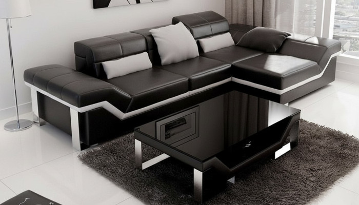 Ledersofa Bank met USB, woonlandschap hoekbank stel Modern design bank K5007F